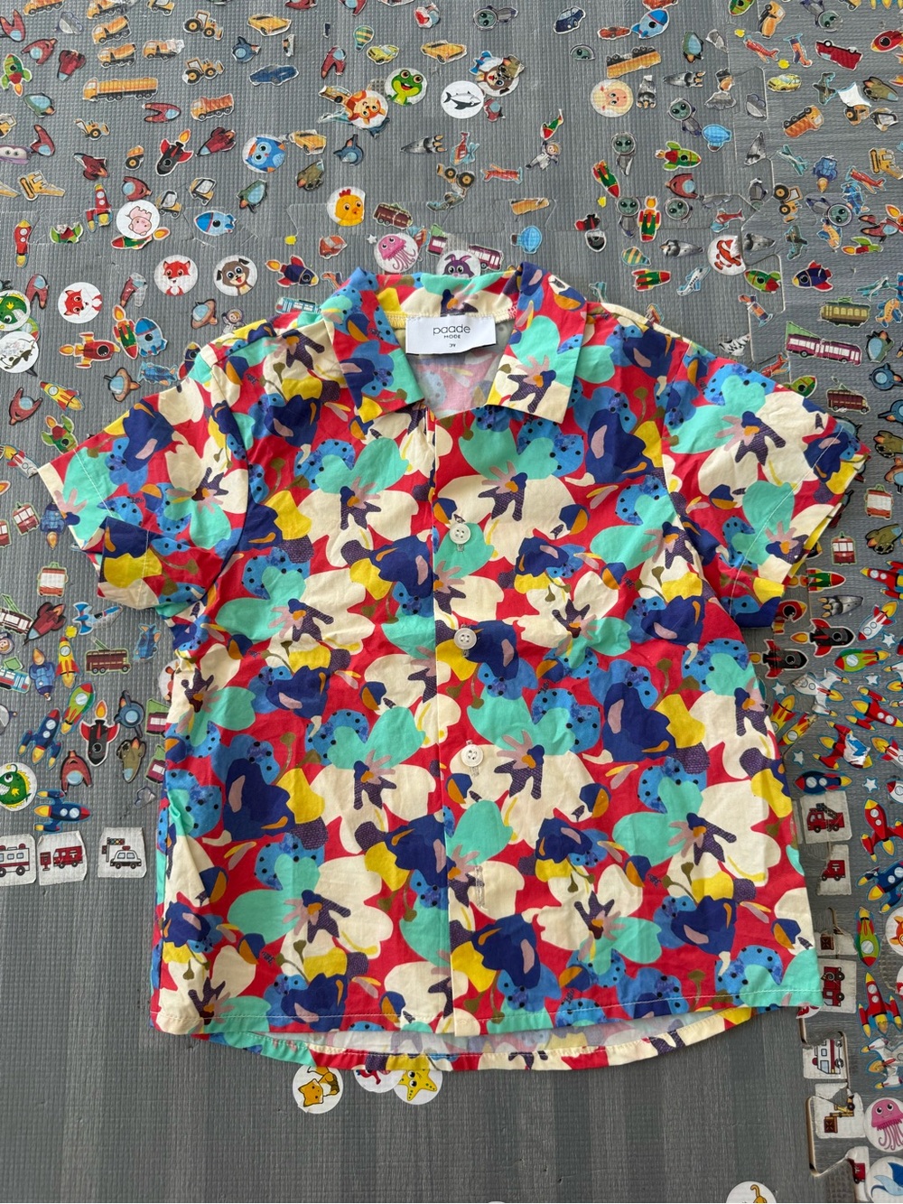 PaaDe Mode Kids Colorful Floral Print Button-Up Shirt